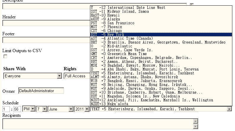 schedule by time zone functionality in Izenda Reports