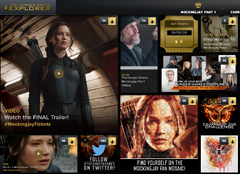 Hunger games website screen shot